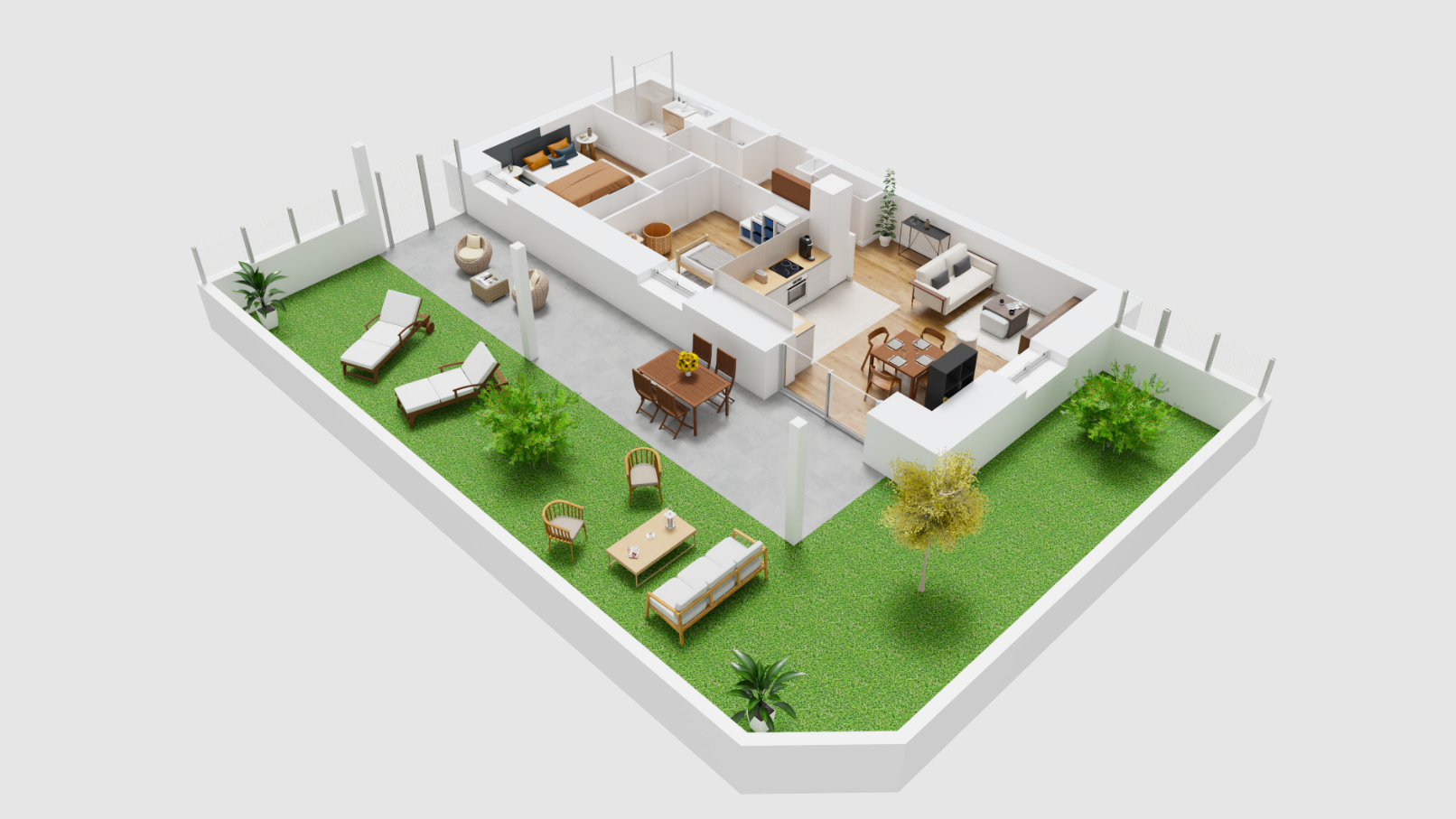 APPARTEMENT T3 de 60m2 + jardin